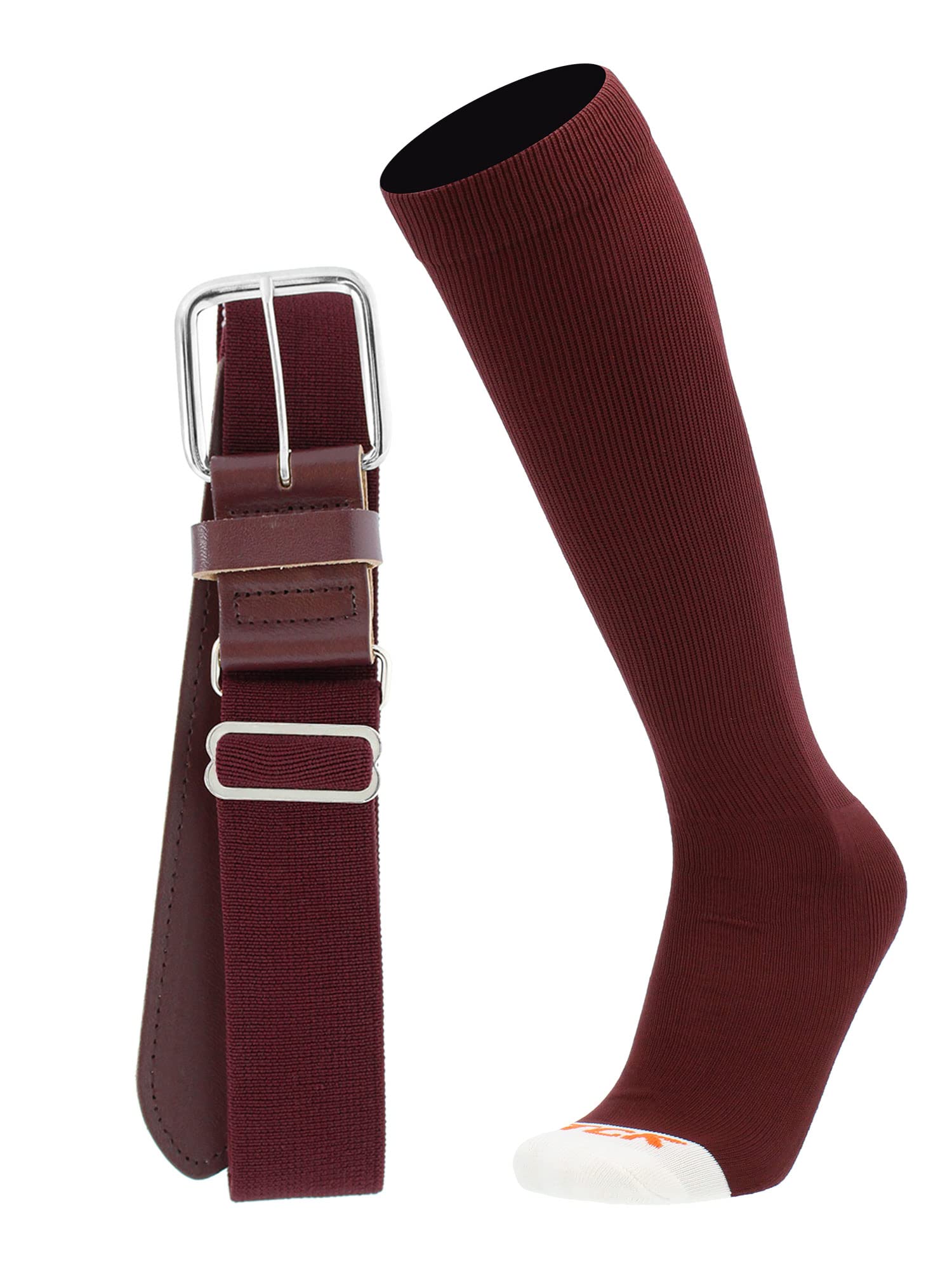 MadSportsStuff Pro Line Combo de calcetines y cinturón de béisbol (granate, extragrande)