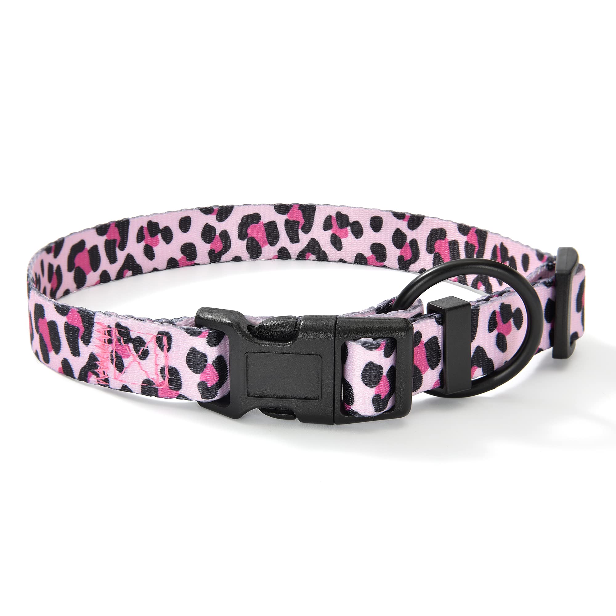 Mile High Life | Dog Collar | Cute Patterns | Soft Smooth Fabric | Small/Medium/Large (Pink Leopard, Medium Neck 13"-17" -40 lb)