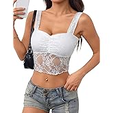 Girece Lace Tops for Women Sexy Crop Tops Y2k Going Out Shirt Mesh Camisole Blouse Tank Sheer Outfits