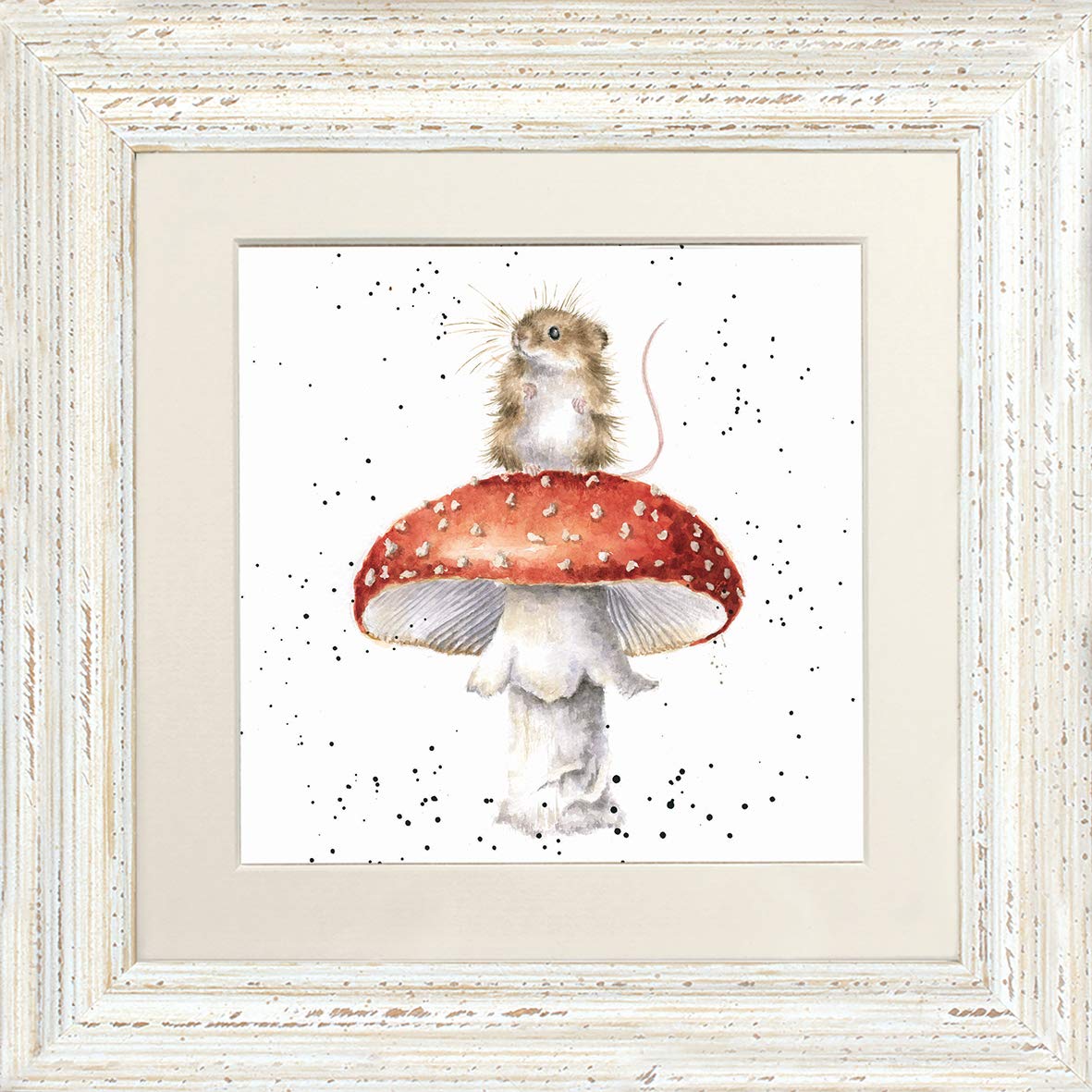 Wrendale Designs 'He's a Fun-Gi' Framed Greeting Card in Various Frame Colours (Distressed White)