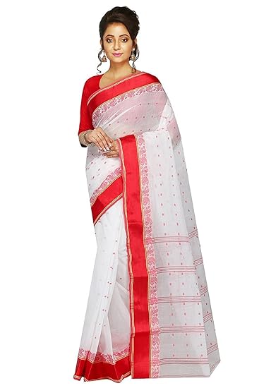 Bengal Cotton Tant Handloom Pure Cotton Women Saree(White)
