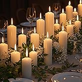 Veiuwa 18 Pcs Ivory Pillar Candles Bulk Set，2x3 2x6 2x8 Inch - 12 Each Size，Hurricane Candles，Dripless Unscented Smokeless，Gives You a Better Atmosphere When Organizing Wedding or Event Party.
