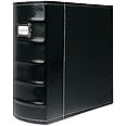 Bellagio-Italia 3-Ring XL 3" D Ring Binder, Classic Faux Leather - for Documents, File Storage, and Trading Cards - 1-Pack, Stores to 600 Pages, Black