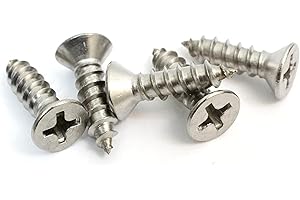 Bolt Dropper #6 x 1/2'' Stainless Steel Flat Head Phillips Wood Screw (100 Pack), 18-8 (304) Stainless Steel Sheet Metal Screws - Type A Point, Plain Finish