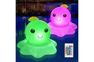 EDOVAF Floating Pool Lights, Solar Octopus Lights Outdoor Waterproof with Remote, 16 RGB Colors Glow in the Dark Pool Float Octopus for Swimming Pool Pond Party Wedding Backyard Decor (2 PCS Octopus Light)