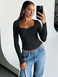 Trendy Queen Womens Long Sleeve Tops Crop Cute Top
