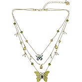 Betsey Johnson Womens Butterfly Charms Layered Necklace