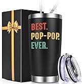 Lifecapido Granpa Gifts, Pop Pop 20oz Tumbler, Fathers Day Birthday Christmas Retirement Gifts for Pop Pop Grandpa Grandfather, Black