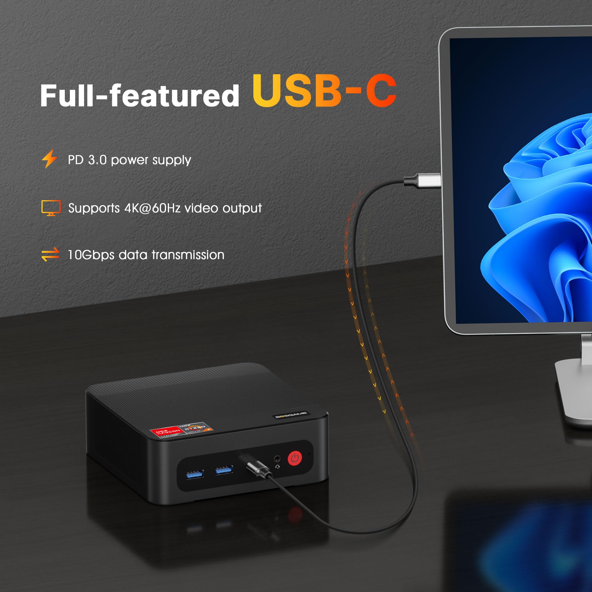 BOSGAME P4 Mini PC, Mini Computers with AMD Ryzen 7 5825U (up to 4.5GHz), 32GB DDR4 1TB PCIe SSD, 4K Triple Display, Dual LAN 2.5G, Wi-Fi 6E/BT5.2, Micro Desktop Computers for Gaming, Office & Design