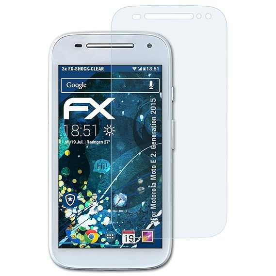 atFolix Schutzfolie kompatibel mit Motorola Moto E 2. Generation 2015 Panzerfolie, ultraklare und stoßdämpfende FX Folie (3X)