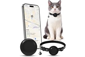 Cat Tracker for iOS with Collar, GPS Pet Tracking Tag for Cats, Apple Airtag Alternative, Cat Collar with Tracker Holder, Com