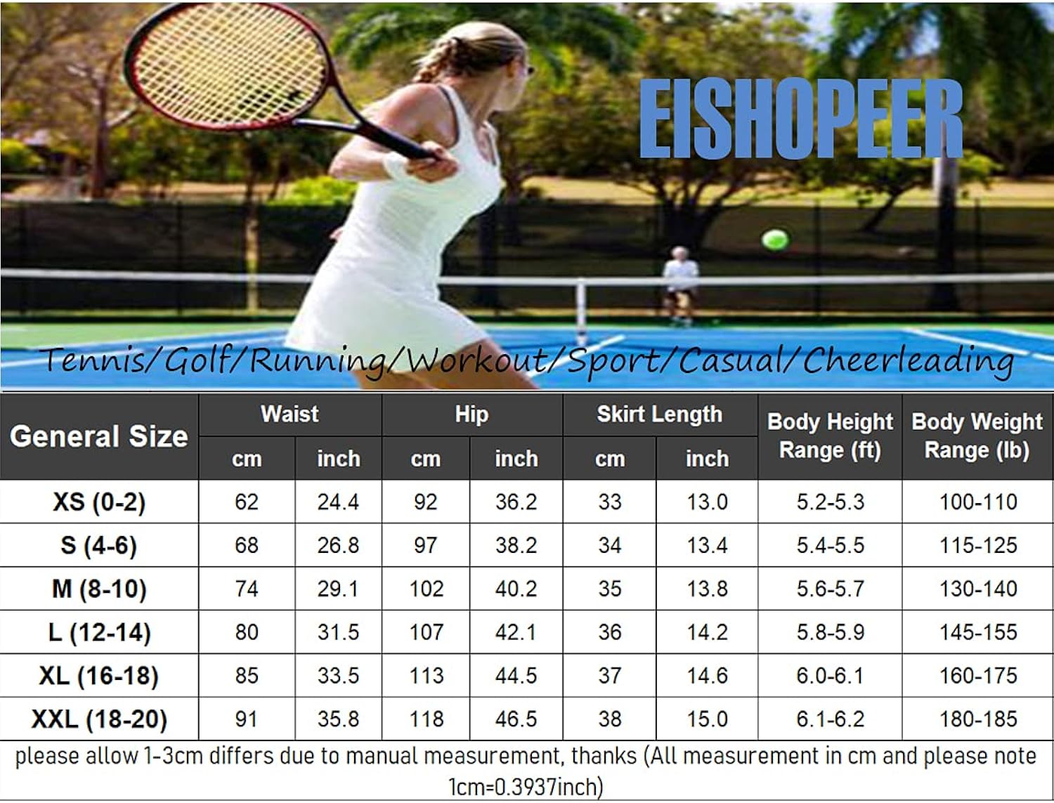 EISHOPEER Women's Athletic Skorts Pleated Tennis Skirts Lightweight Running Golf Workout Skirt with Shorts Pockets XS-XXL: Clothing