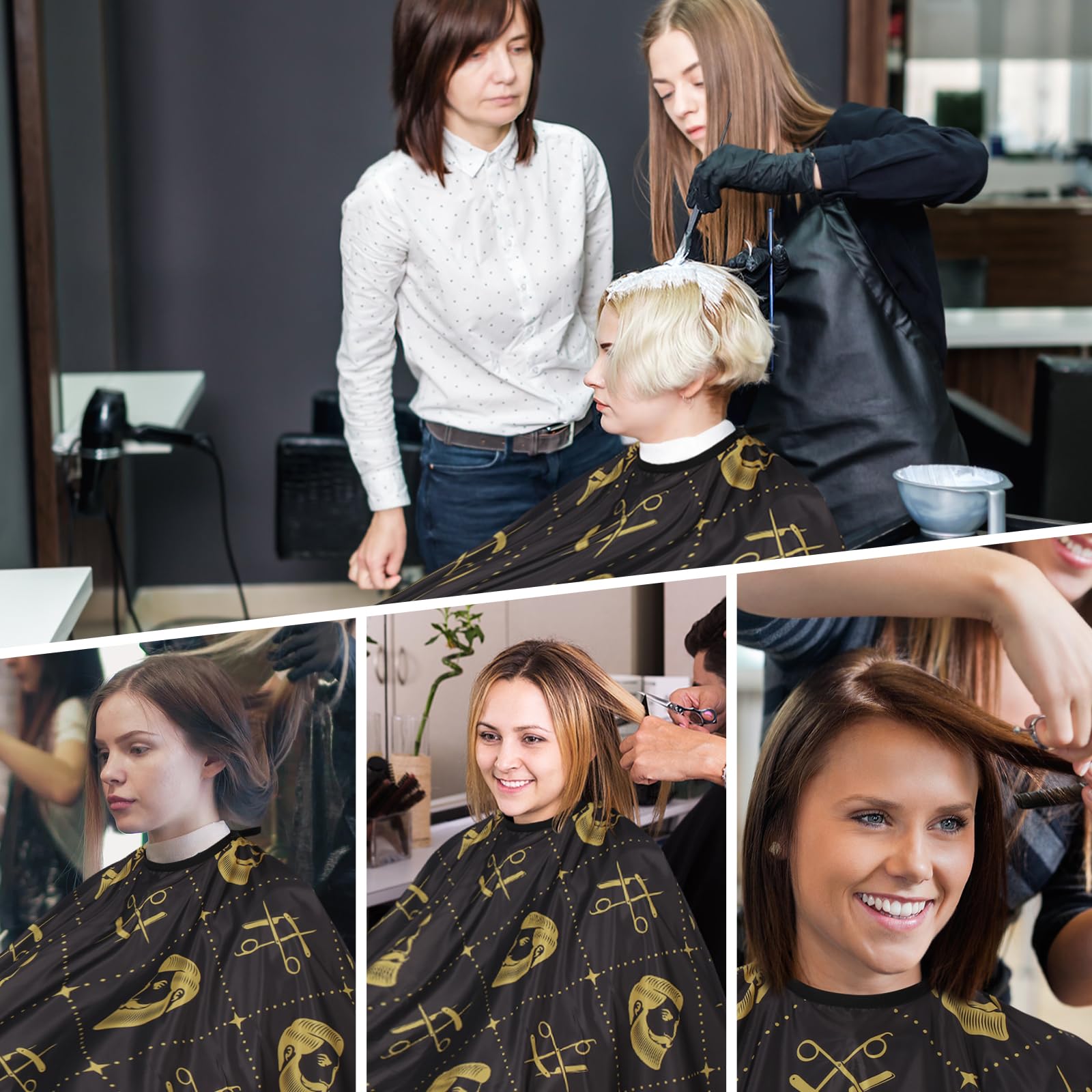 Professional Hair Cutting Cape with Neck Duster Brush, Waterproof Salon Barber Cape with Snaps, Barber Accessories