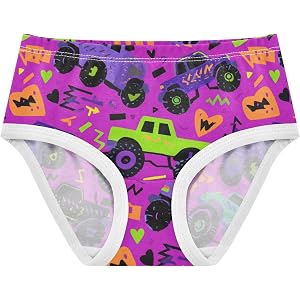 Wusikd Pink Purple Monster Trucks Heart Girls' Underwear Cotton Girls Briefs Soft Toddler Underwear 2T