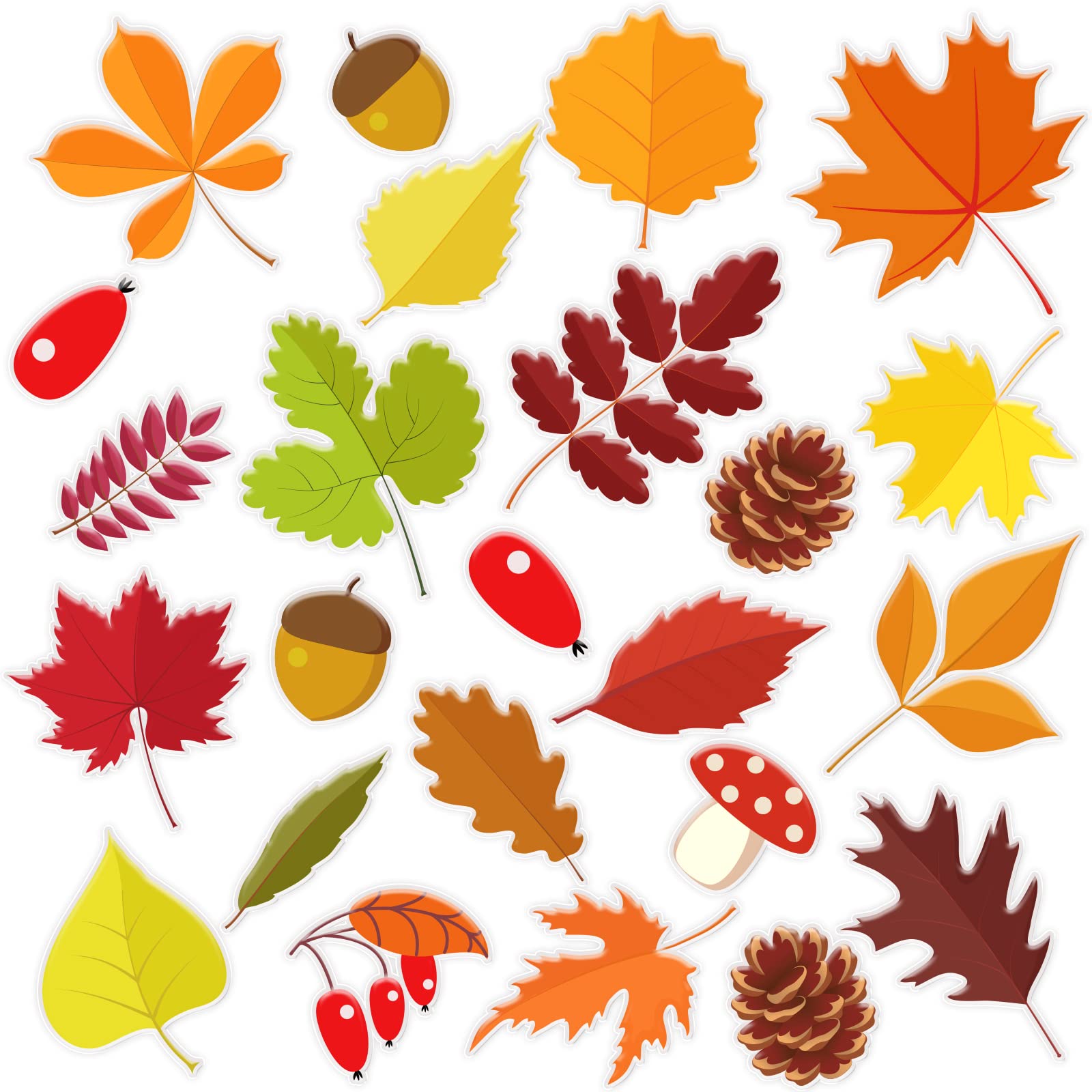 Photo 1 of 20 PCS Fall Thick Gel Cling Autumn Leaves Window Gel Clings Decals Stickers for Kids, Toddlers and Adults Home Airplane Classroom Nursery Thanksgiving Party Supplies Decorations Removable and Reusable