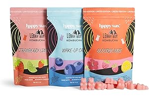 Happy Wax Sparkling Berries Mix Premium Scented Natural, Non Toxic Soy Wax Melts – 12 Total Oz. - Includes: Wake Up Call (Blu