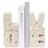 Book Ends Decorative with Love Design,Small Farmhouse Heavy Duty Bookends | Book Holders for Shelves, Book Stoppers for Home Decoration, Unique Love Sculpture Bookend-Great Gift for Valentine's Day