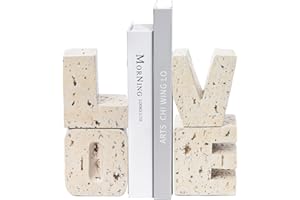 KAKIZZY Book Ends Decorative with Love Design,Small Farmhouse Heavy Duty Bookends,Book Holders for Shelves, Book Stoppers for Home Desk Decoration, Unique Love Sculpture Bookend-Great Gift for Valentine's Day