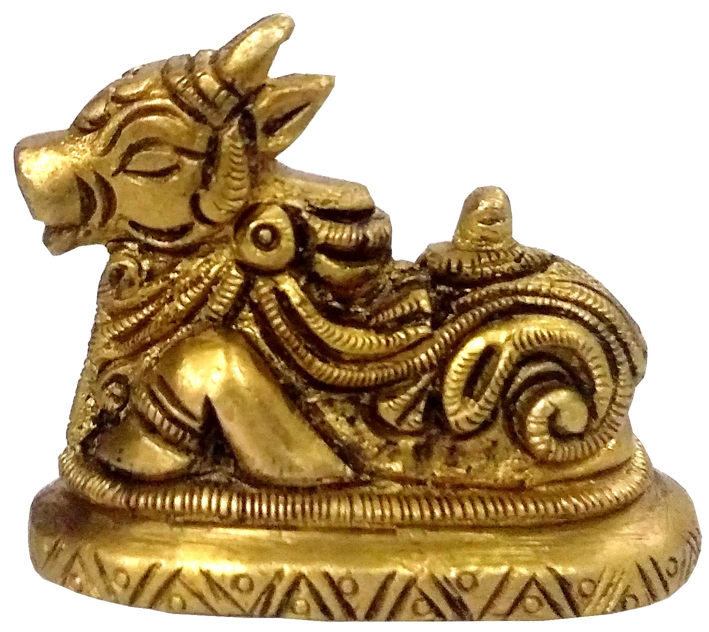 Purpledip Brass Idol Nandi, Mount of Siva & Parvathi (11846)