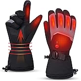 Heated Gloves for Men Women, Rechargeable 7.4V Battery Winter Electric Warming Ski Gloves with 3 Heat Modes Windproof Reflective for Skiing, Snowboarding, Motorcycle, Camping, Outdoor Work