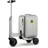 Rideable Electric Suitcase, 20-Inch Carry-On Luggage, Silver | Ride Mode; Carry-On Size; Flat Indoor Use; Travel Storage; Check Airline Rules