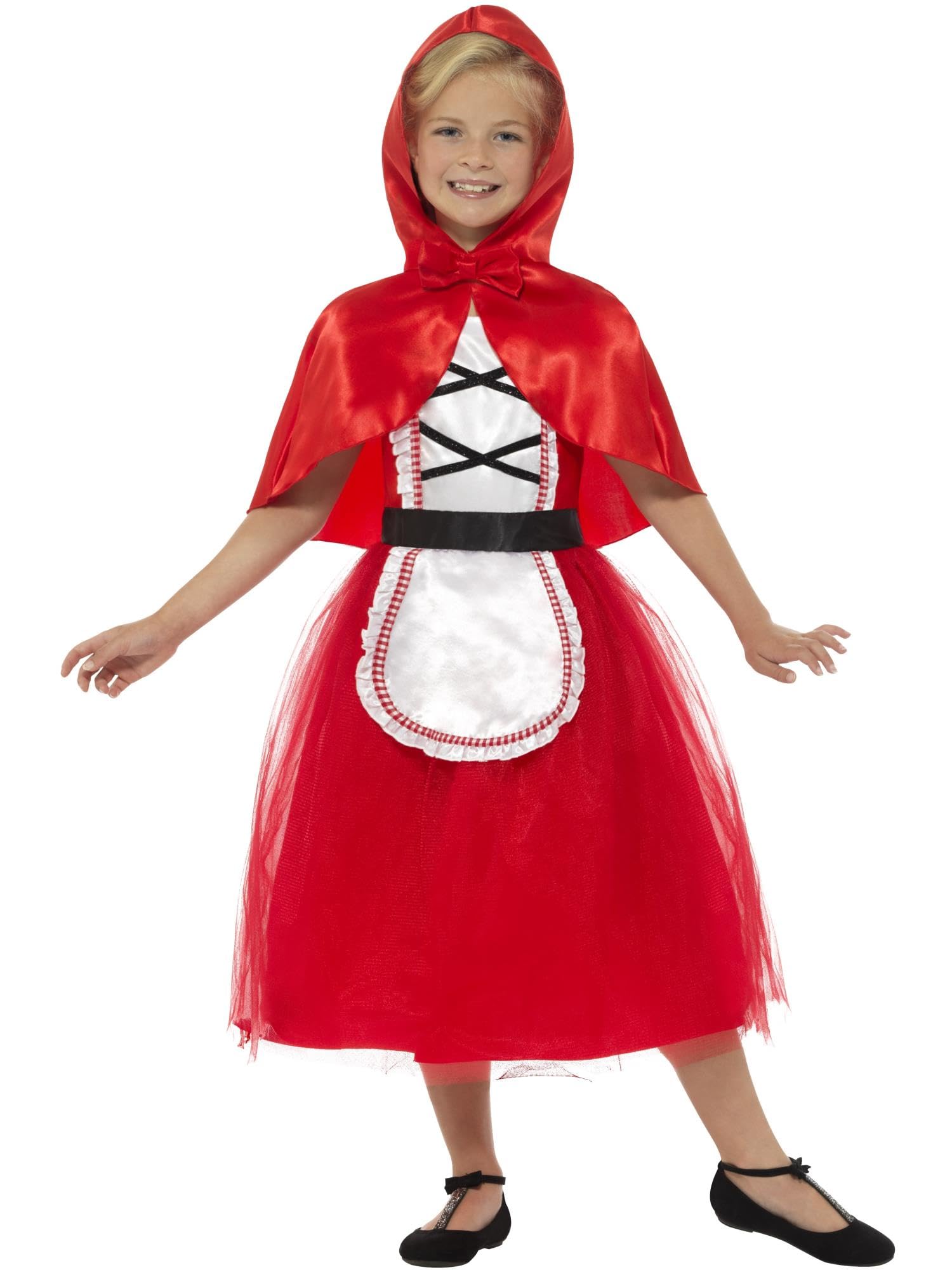 Smiffys Deluxe Red Riding Hood Costume, Red with Dress & Hood, Girls Fancy Dress, Child Dress Up Costumes