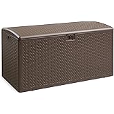 Amazon Basics Outdoor Organization & Storage Deck Box with Lid, 99 Gallon, Brown