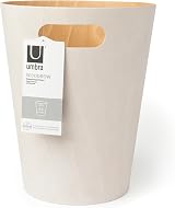 Umbra Woodrow 2-Gallon Modern Wooden Trash Can White Natural view 7