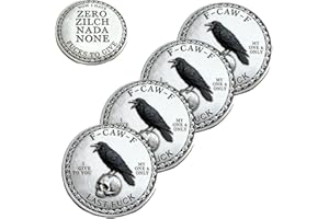 TIMESS The F-CAW-F Coin — for Those Who Laugh at Life and Give Zero F*CKS, Fuck to Give Challenge Coin, Funny Double-Sided Commemorative Coin with Raven Skull Design, Gift for Friends (4PCS)