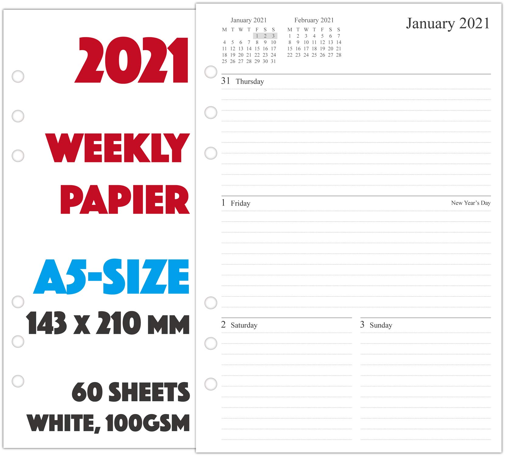 Buy 20232024 Middle Year Weekly Diary Refill A5 Size for Filofax, Two