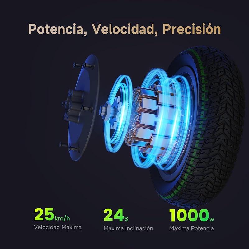 Patinete Eléctrico N65i Homologado DGT, 65km Autonomía, Motor 1000W, Máx 25km/h, Frenos Tambor y Disco con E-ABS, Intermitentes, App Móvil, Pendiente 22%