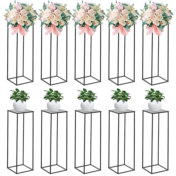 10 PCS BLACK VASES FLOWER STANDS 31.5″, WEDDING...