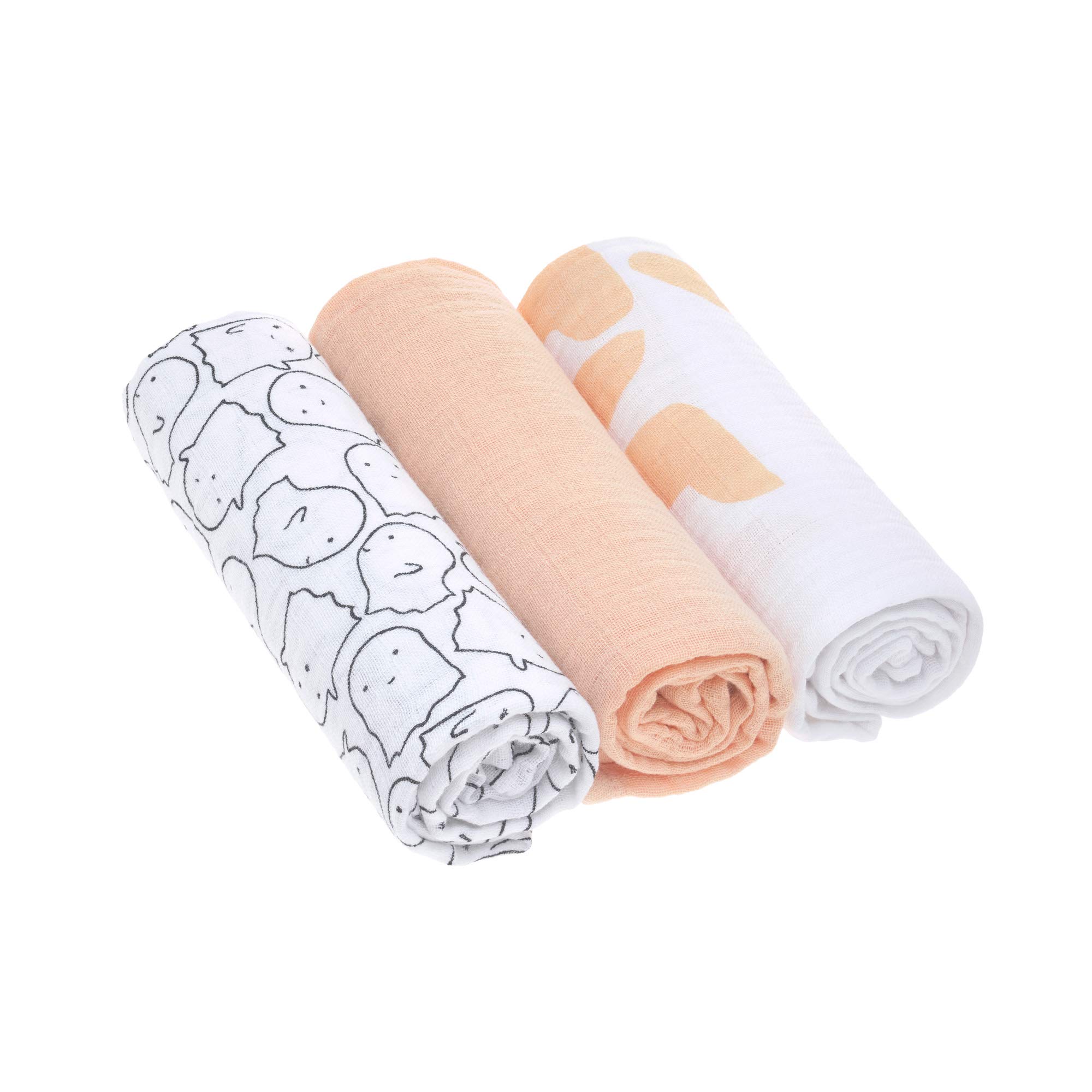 Lässig Swaddle & Burp Blanket L Little Spookies Peach