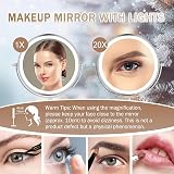 UUCOLOR 8 Inch LED Lighted Makeup Mirror 20X Dual Sided USB Rechargeable view 2