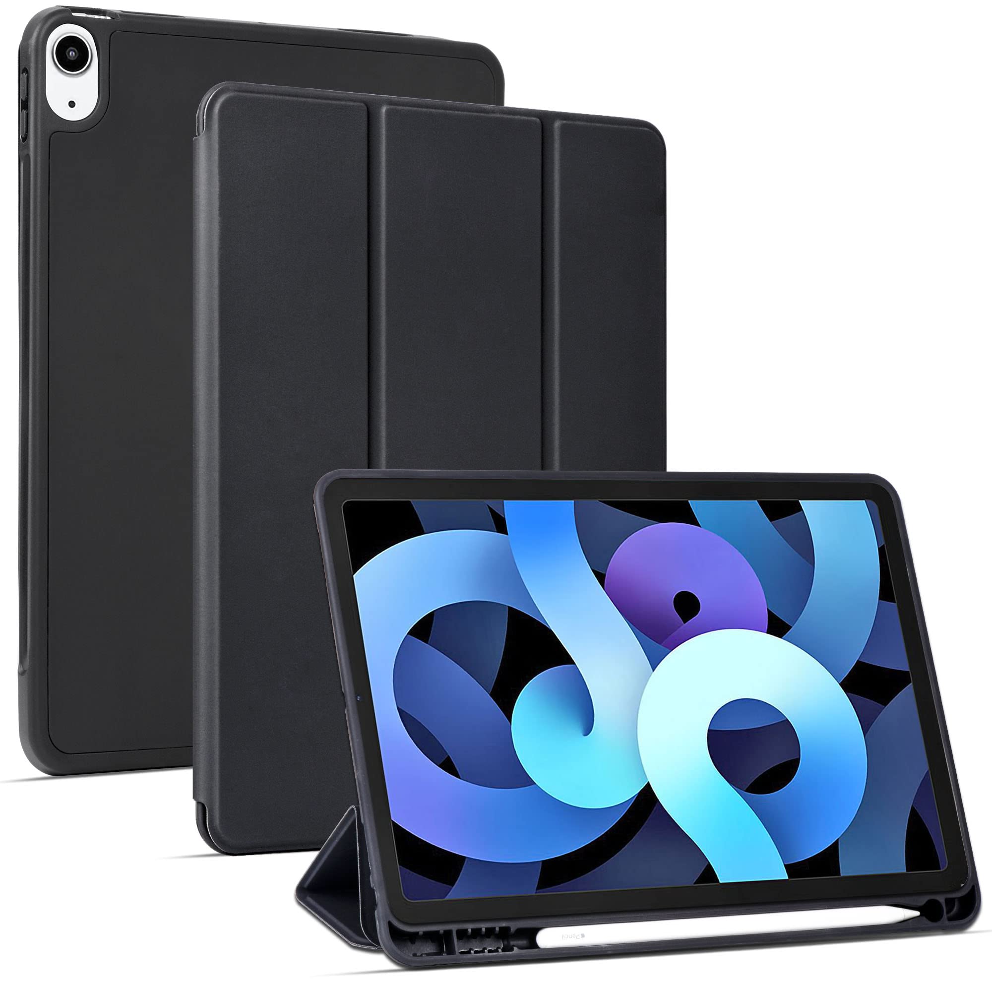 Photo 1 of Arae for iPad Air 6th Generation Case 11 inch 2024, iPad Air 5th / iPad Air 4th Generation case 10.9 inch, Trifold Kickstand Smart Cover Auto Wake with Pencil Holder, Black