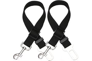 Elisel Elisel 2 Packs Adjustable Length Pet Dog Cat car seat Belt Pet seat Belt Pet Accessories for Dogs Cats and Pets (Black)