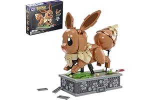 MEGA BRANDS ​MEGA Pokémon Action Figure Building Set, Motion Eevee with 1366 Pieces, Turn Crank for Running Movement, Build & Display Toy for Collectors