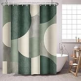 PEDBANRO Green Shower Curtain Abstract Modern Geometry Circles Contemporary Style Sage Green Fabric Shower Curtains Decor Modern Bath Curtain Bathroom Accessories 72x72 Inches