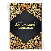 The Best Card Company - Ramadan Greeting Card with 5 x 7 Inch Envelope (1 Card) Muslim Holiday Cards Ramadan Mubarak Luxury C10388RDG