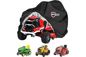 IC ICLOVER Riding Lawn Mower Cover, Universal Fits Decks up to 54", 600D Heavy Duty Waterproof Lawn Tractor Cover, Outdoor Protection Against UV, Dust, Wind, Ride-on Mower Tractor Storage with Elastic Hem