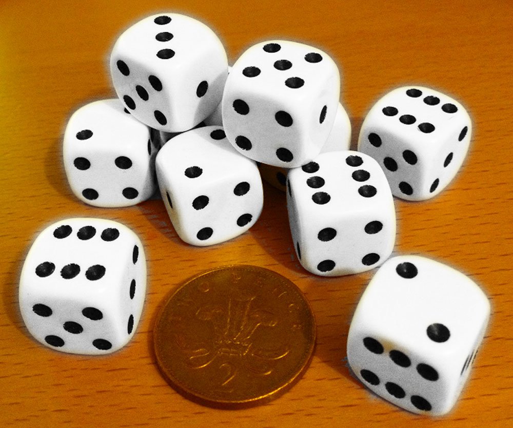 Witzigs Dice, spot-pack of 10 x 16mm. diameter.00563