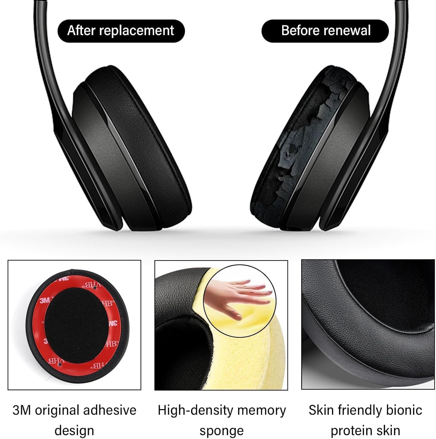 Replacement Ear Pads for Beats Solo 2 & 3, Earpads Cushions Replacement...