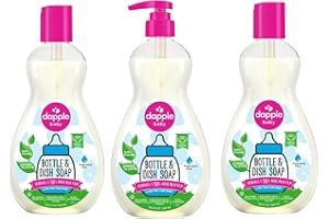 Dapple Baby Bottle Soap, Hypoallergenic Dish Soap for Baby Bottles, Powered by Plants, 1 Pump Included, Packaging May Vary, Fragrance Free, 16.9 Fl Oz (Pack of 3)