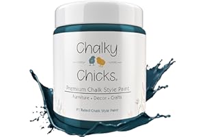 Chalky Chicks Chalk Paint - Chalk Paint for Furniture, Craft Paint, Cabinet Paint, Wood Paint, and Furniture Paint, Spray Paint-Ready for Home Decor - Twilight (Teal Blue) 16 Fl Oz (Pack of 1)