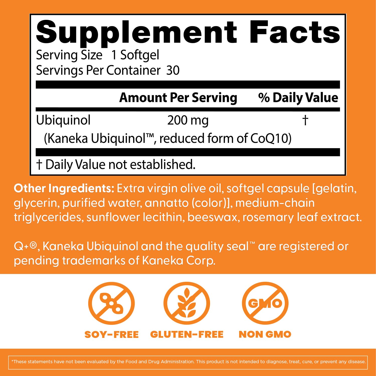Doctors Best Ubiquinol, Reduced-Form Coenzyme Q1, 200 mg, Non-GMO, Gluten Free, Soy Free 30 Softgels