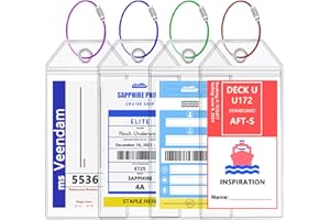 BODUOYEJIEYI NCL, Princess, MSC Cruise Luggage Tag Holders - Waterproof, Fits Printed Tags for Carnival, Norwegian & More (4 pcs)
