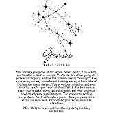 AMERICAN LUXURY GIFTS Gemini Zodiac Wall Art Print – Funny 11x14 Unframed Astrology Poster with Constellation & Funny Gemini Traits – Celestial Horoscope Decor for Bedroom, Dorm, or Office