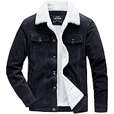 EXEKE Men's Corduroy Jacket Sherpa Lined Trucker Jacket Thickened Thermal Winter Jacket