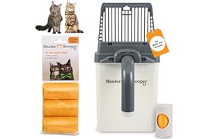 Neater Pet Brands Neater Scooper XL Cat Litter Scoop, 60 Refill Bags – Extra-Large Capacity Mess-Free Cat Litter Scooper with Bag for Large & Multiple Cats, Spill-Proof Litter Box Scooper with Holder