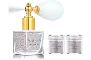 Etercycle Silver Body Glitter Spray, Shimmering Spray Powder Sparkle Powder, Cosmetic Shimmer Makeup Glitter for Hair and Body Face Clothes Nail Art Craft Design Easter Christmas Halloween Crafts
